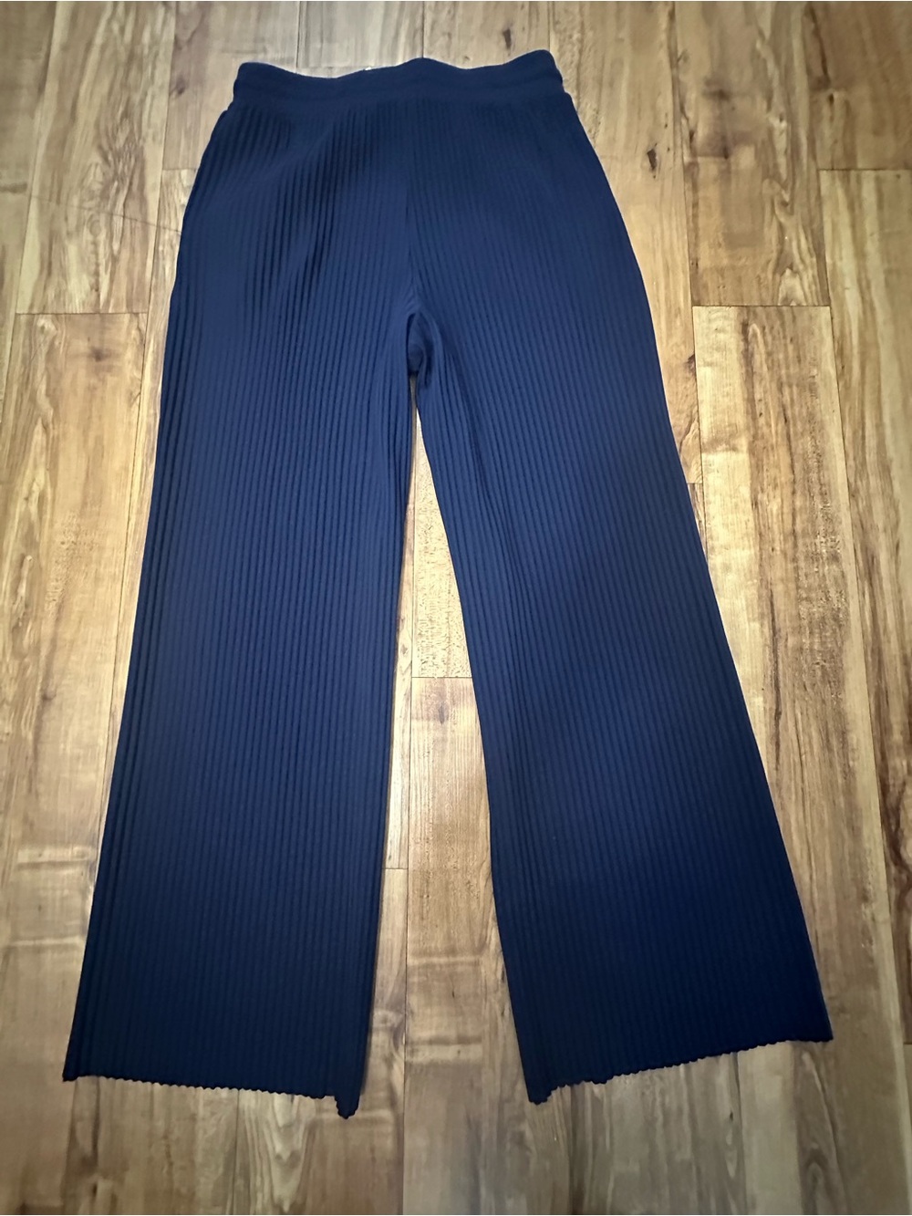 Women's Ribbed Wide-Leg Pants - Navy